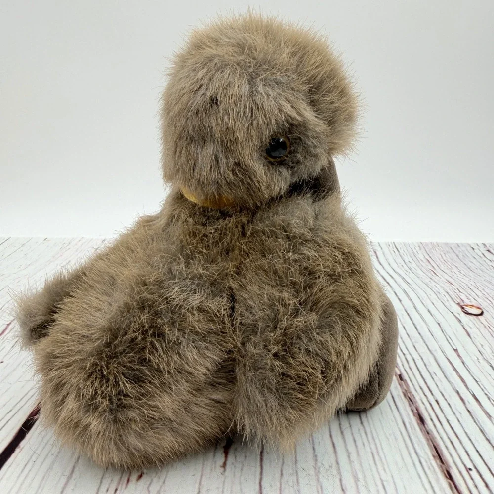 Mary Meyer Vintage Brown Duckling Plush Stuffed Animal Yellow Bow 6.5 Inch